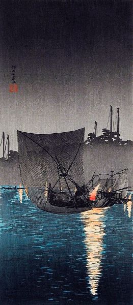 Takahashi, Hiroaki 아티스트의 Tsukuda Island-Fishing Nets at Night작품입니다.