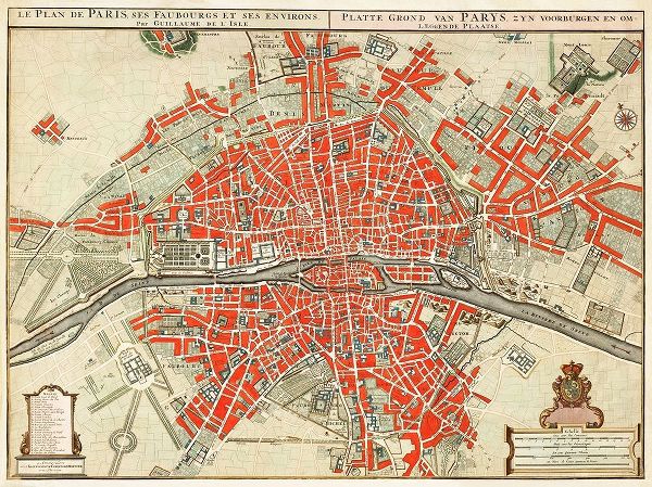 Delisle, Guillaume 아티스트의 Map of Paris-France 작품