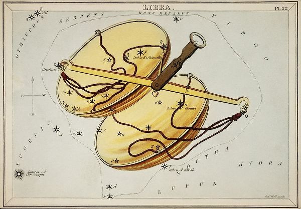 Hall, Sidney 아티스트의 Astronomical chart illustration of the Libra 작품