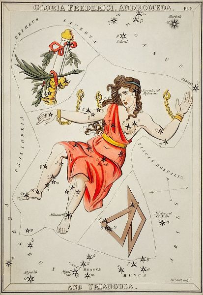 Hall, Sidney 아티스트의 Astronomical chart illustration of Gloria Frederici-Andromeda 작품
