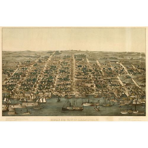 Vintage Places 아티스트의 Birds Eye View of Alexandria Virginia 1863 작품