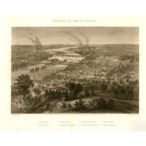 Vintage Places 아티스트의 Richmond Virginia and Vicinity during the Civil War 1863 작품