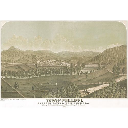 Vintage Places 아티스트의 Town of Philippi Barbour County West Virginia 1861 작품