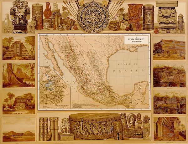 Vintage Maps 아티스트의 Archaeological Map of Mexico 작품