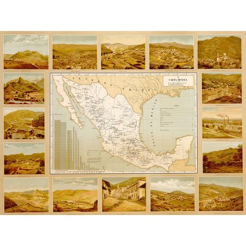 Vintage Maps 아티스트의 Mineralogical Map of Mexico 작품