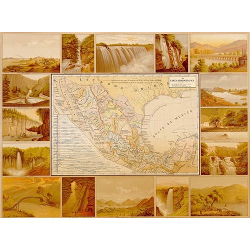 Vintage Maps 아티스트의 Waterfalls and Dams in Mexico 작품