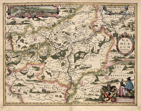 Vintage Maps 아티스트의 Map of Belgium and Namur 작품