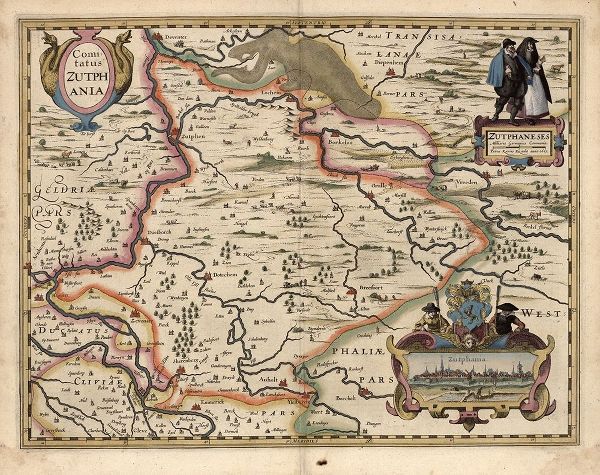 Vintage Maps 아티스트의 Map of the area around Zutphanis Netherlands 작품