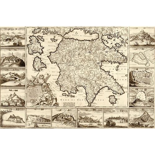 Vintage Maps 아티스트의 Greece and Peloponnesian 작품