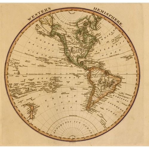 Vintage Maps 아티스트의 Western Hemisphere 1817 작품
