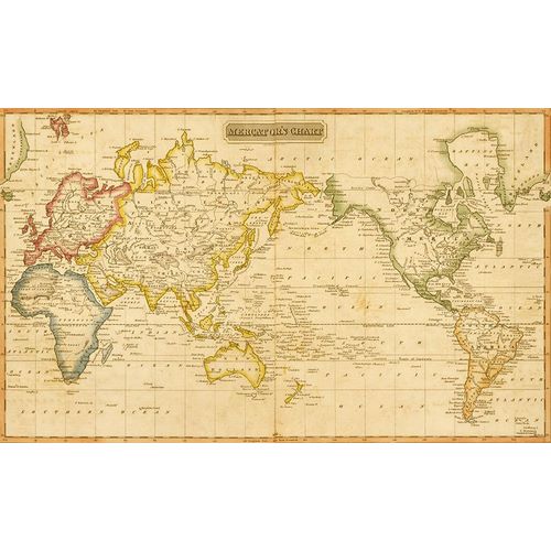 Vintage Maps 아티스트의 Mercators Chart 1817 작품