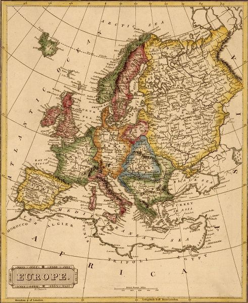 Vintage Maps 아티스트의 Europe 1817 작품