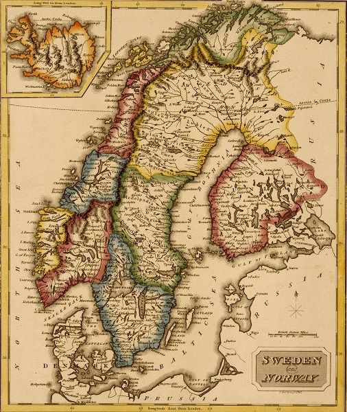 Vintage Maps 아티스트의 Sweden and Norway 1817 작품