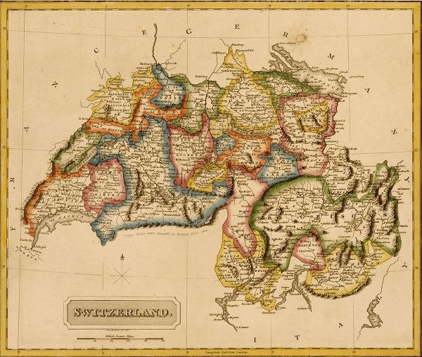 Vintage Maps 아티스트의 Switzerland 1817 작품