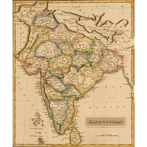 Vintage Maps 아티스트의 Hindustan Hindoostan India 1817 작품