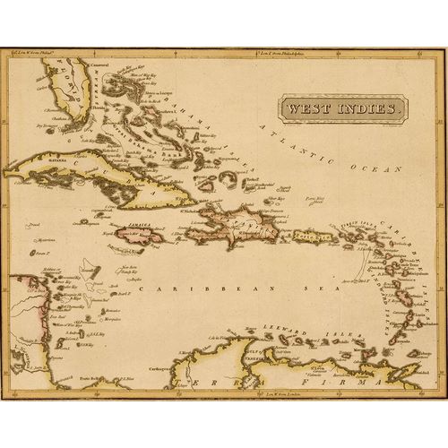 Vintage Maps 아티스트의 West Indies 1817 작품