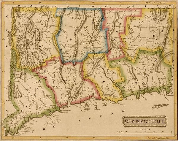 Vintage Maps 아티스트의 Connecticut 1817 작품