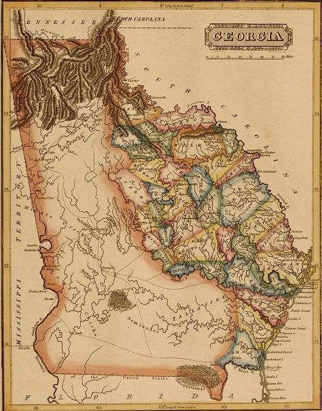 Vintage Maps 아티스트의 Georgia 1817 작품