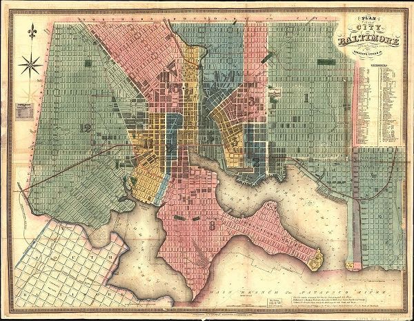 Vintage Maps 아티스트의 Baltimore Maryland 1836 작품