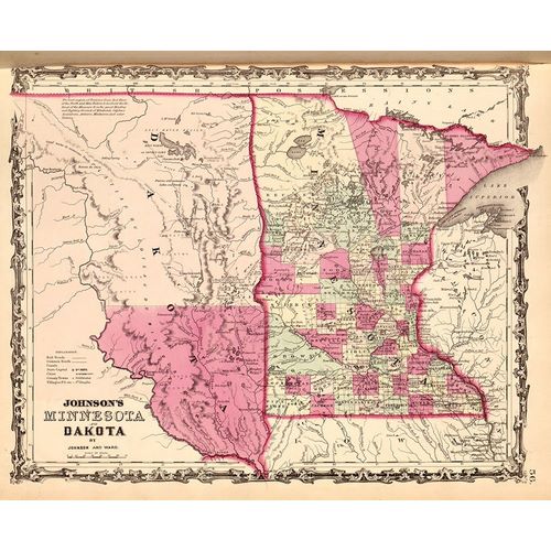 Vintage Maps 아티스트의 Minnesota and Dakota 1862 작품