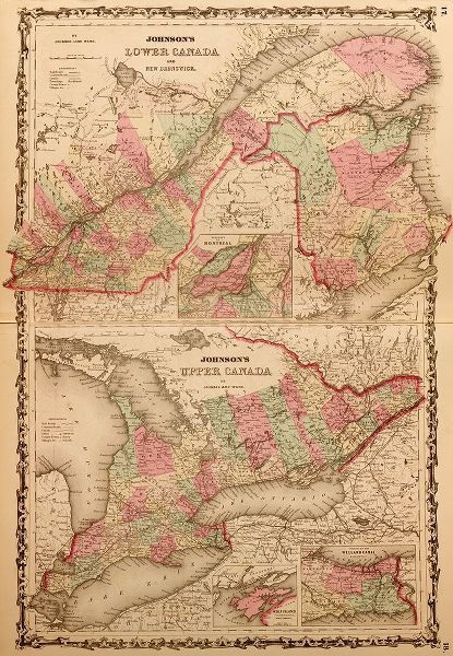 Vintage Maps 아티스트의 Lower Canada and New Brunswick 1862 작품