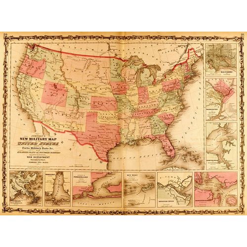 Vintage Maps 아티스트의 Military Map of the United States 1862 작품