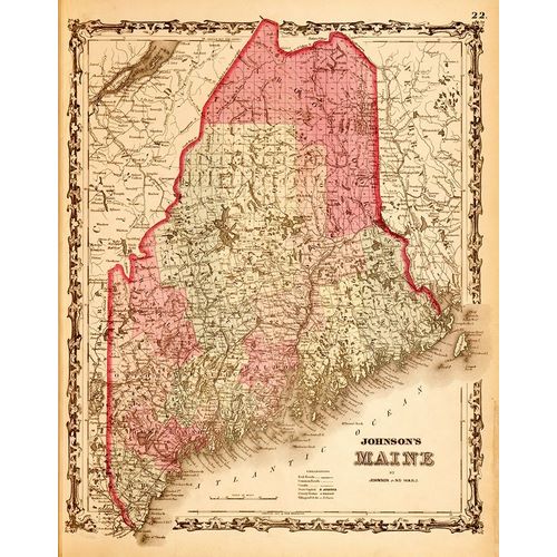 Vintage Maps 아티스트의 Maine 1862 작품