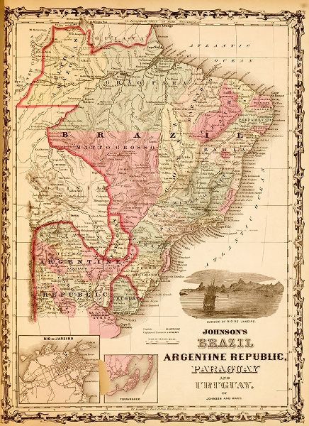 Vintage Maps 아티스트의 Brazil and Argentina 1862 작품
