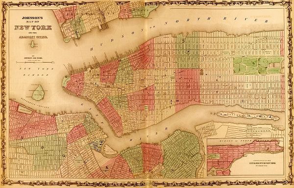 Vintage Maps 아티스트의 Manhattan Island 1862 작품