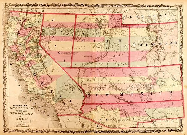 Vintage Maps 아티스트의 California and the Territories of Utah and Mexico 1862 작품