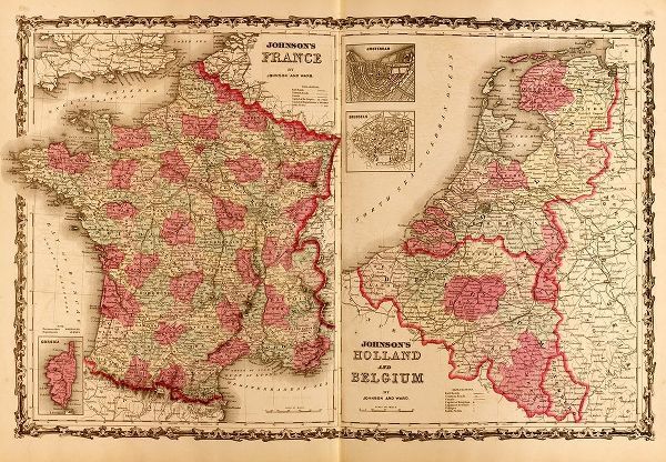 Vintage Maps 아티스트의 France Holland and Belgium 1862 작품