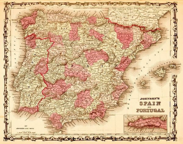 Vintage Maps 아티스트의 Spain and Portugal 1862 작품