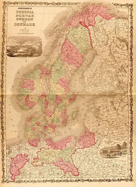 Vintage Maps 아티스트의 Russia Norway Sweden and Denmark 1862 작품