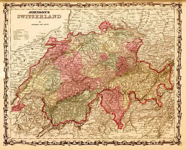Vintage Maps 아티스트의 Switzerland 1862 작품