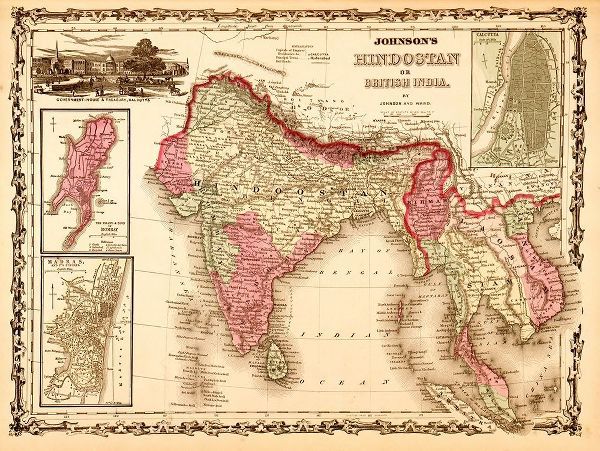 Vintage Maps 아티스트의 India Hindustan 1862 작품