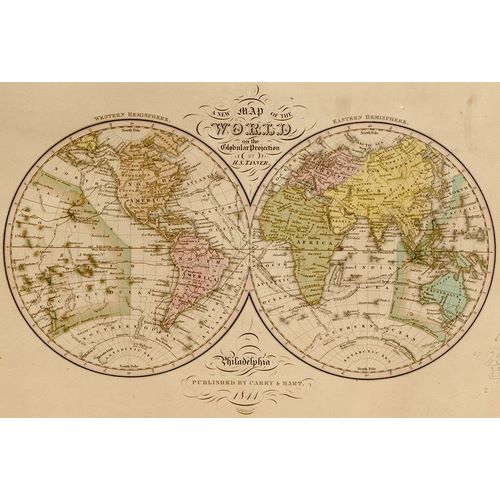 Vintage Maps 아티스트의 World Map 1844 작품