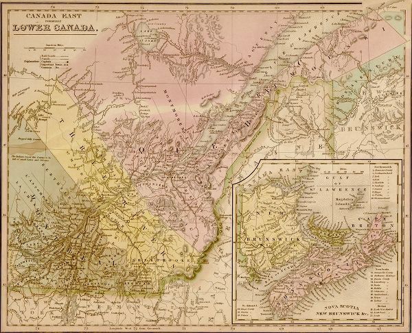Vintage Maps 아티스트의 Lower Canada 1844 작품