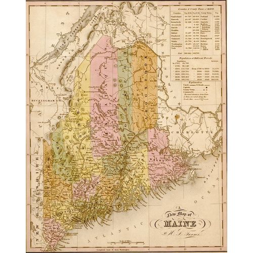 Vintage Maps 아티스트의 Maine 1844 작품