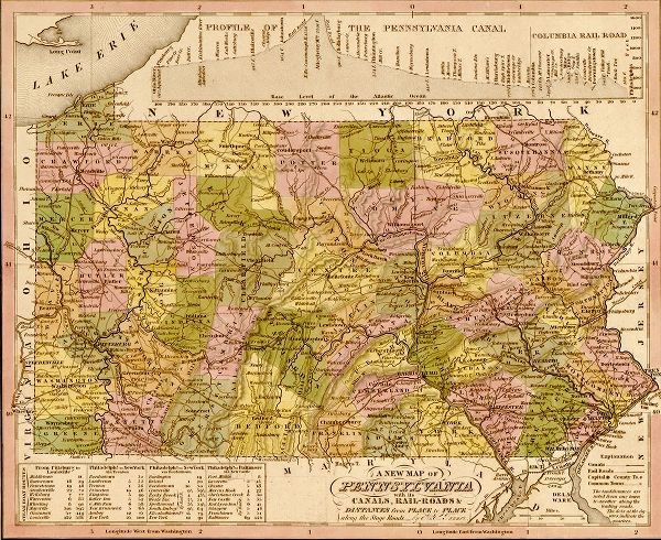 Vintage Maps 아티스트의 Pennsylvania 1844 작품