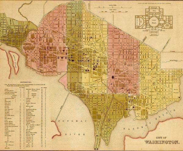 Vintage Maps 아티스트의 Washington DC 1844 작품