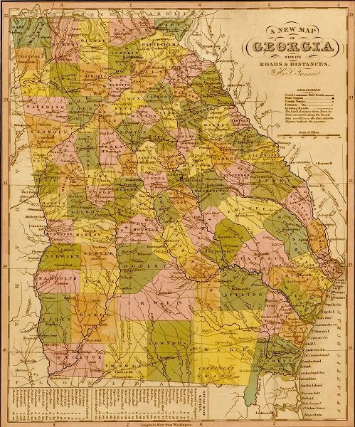 Vintage Maps 아티스트의 Georgia 1844 작품