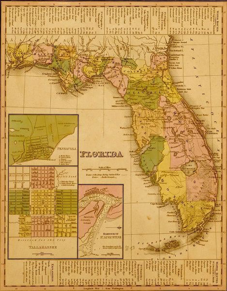 Vintage Maps 아티스트의 Florida 1844 작품