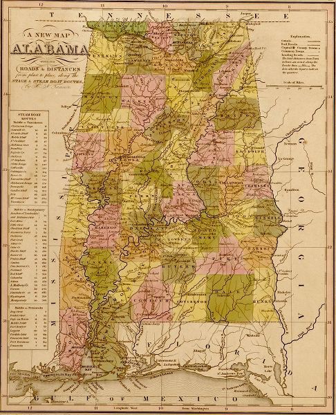 Vintage Maps 아티스트의 Alabama 1844 작품