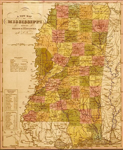 Vintage Maps 아티스트의 Mississippi 1844 작품