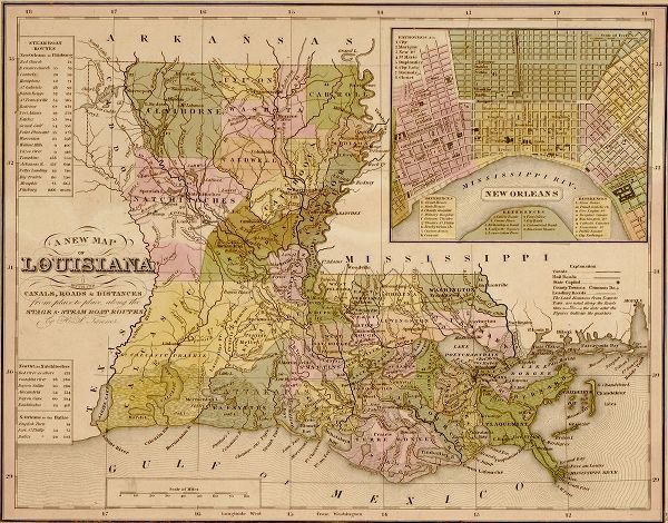 Vintage Maps 아티스트의 Louisiana 1844 작품