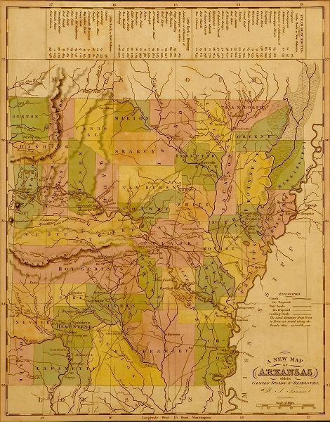 Vintage Maps 아티스트의 Arkansas 1844 작품