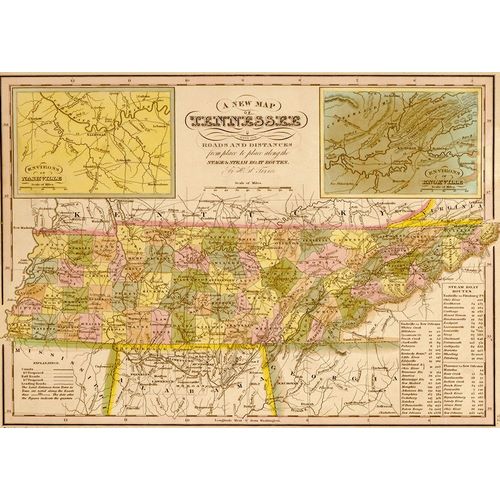 Vintage Maps 아티스트의 Tennessee 1844 작품