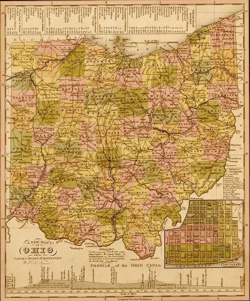 Vintage Maps 아티스트의 Ohio 1844 작품