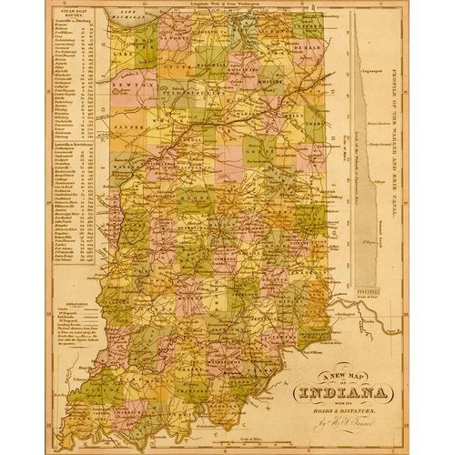 Vintage Maps 아티스트의 Indiana 1844 작품
