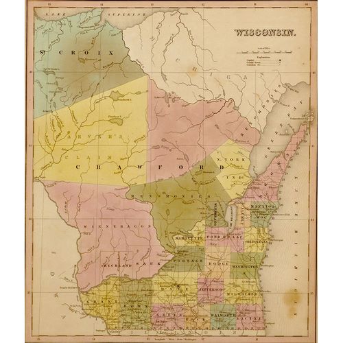 Vintage Maps 아티스트의 Wisconsin 1844 작품